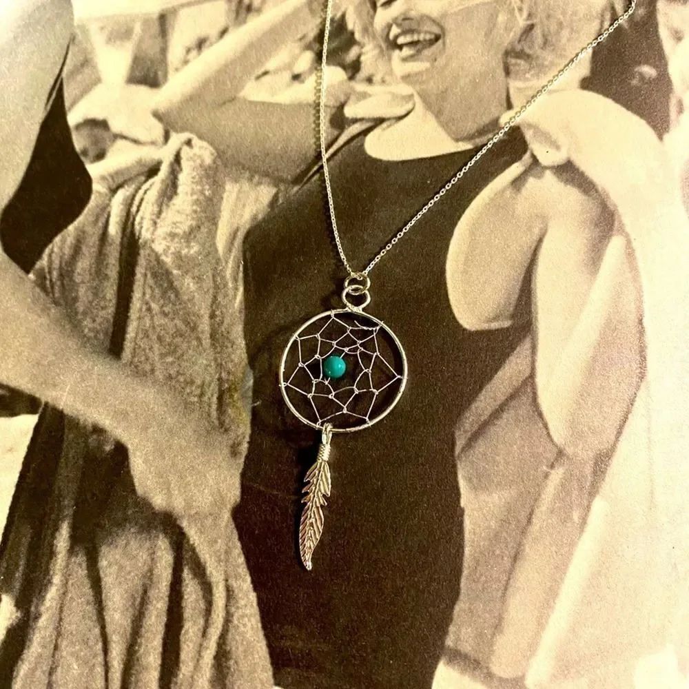 Dream Catcher Turquoise Sterling Silver Necklace
